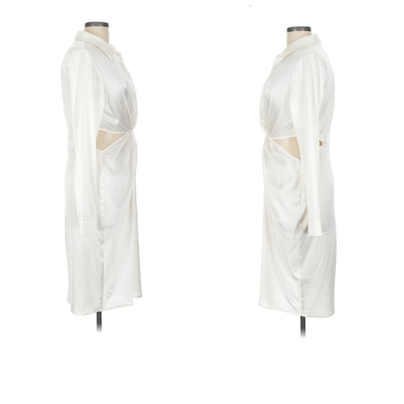 NASTY GAL Love Potion White Knot Button Closure Unlined Satin Dress- Size Large - Picture 7 of 11